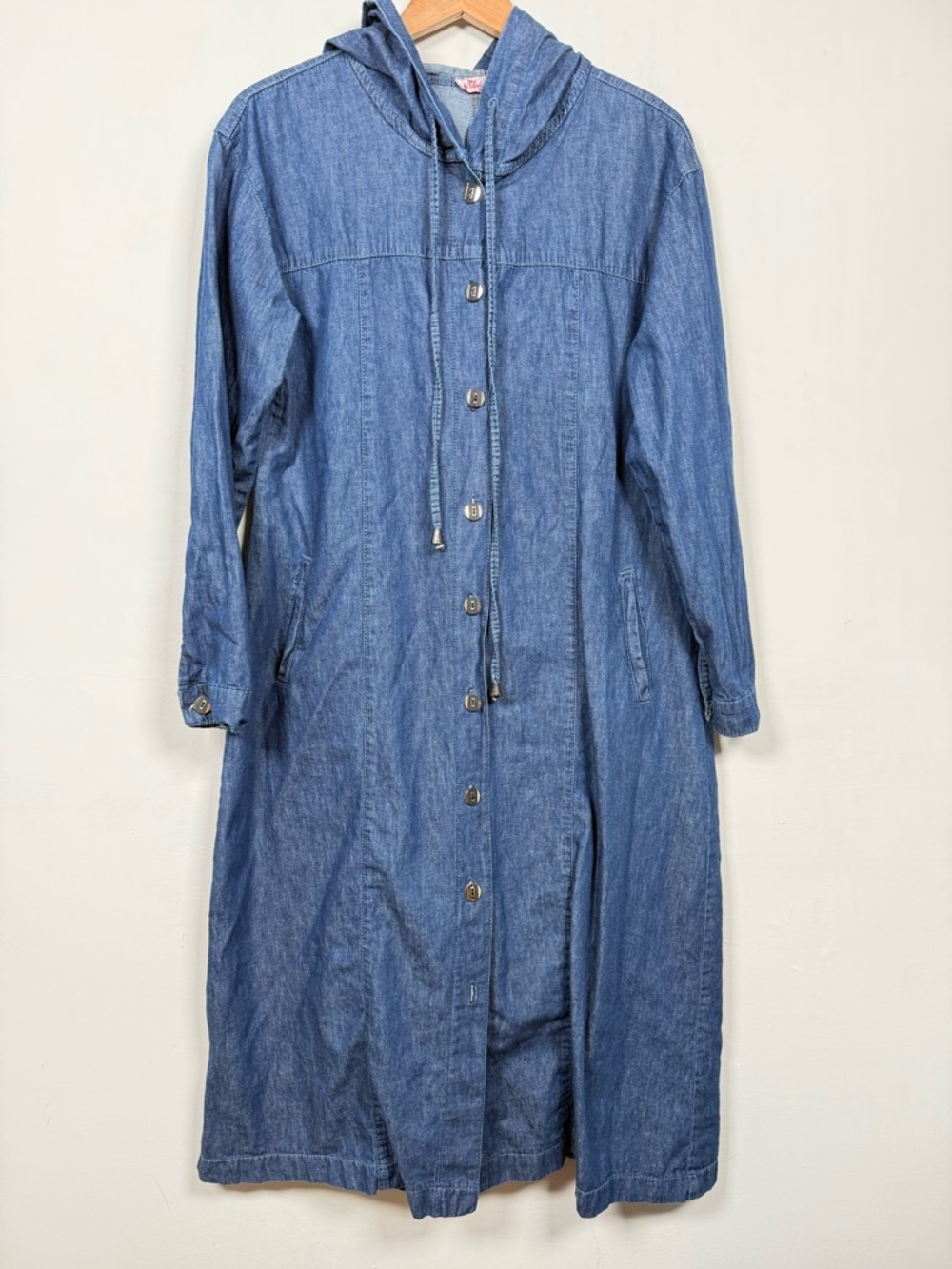Mode Selvin Modest Hooded Denim Jacket, Zain Blue, 100% Cotton, Size 44